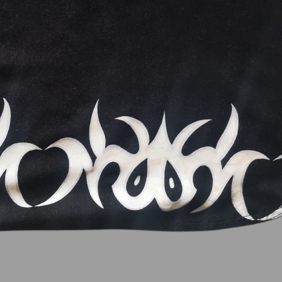 Vintage 90s Gothic Baddie Black Sarong w/ Tribal Tattoo Band Design - Picture 5 of 6